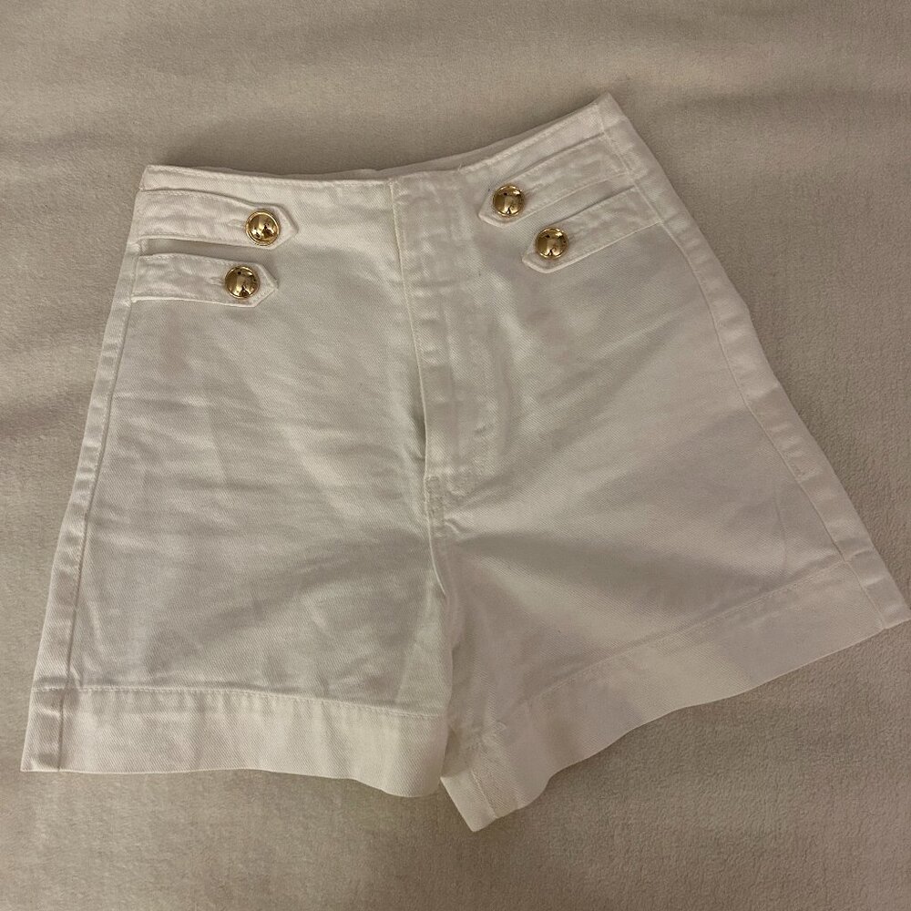 Zara Classy White Shorts w/ Gold button detail Size 0